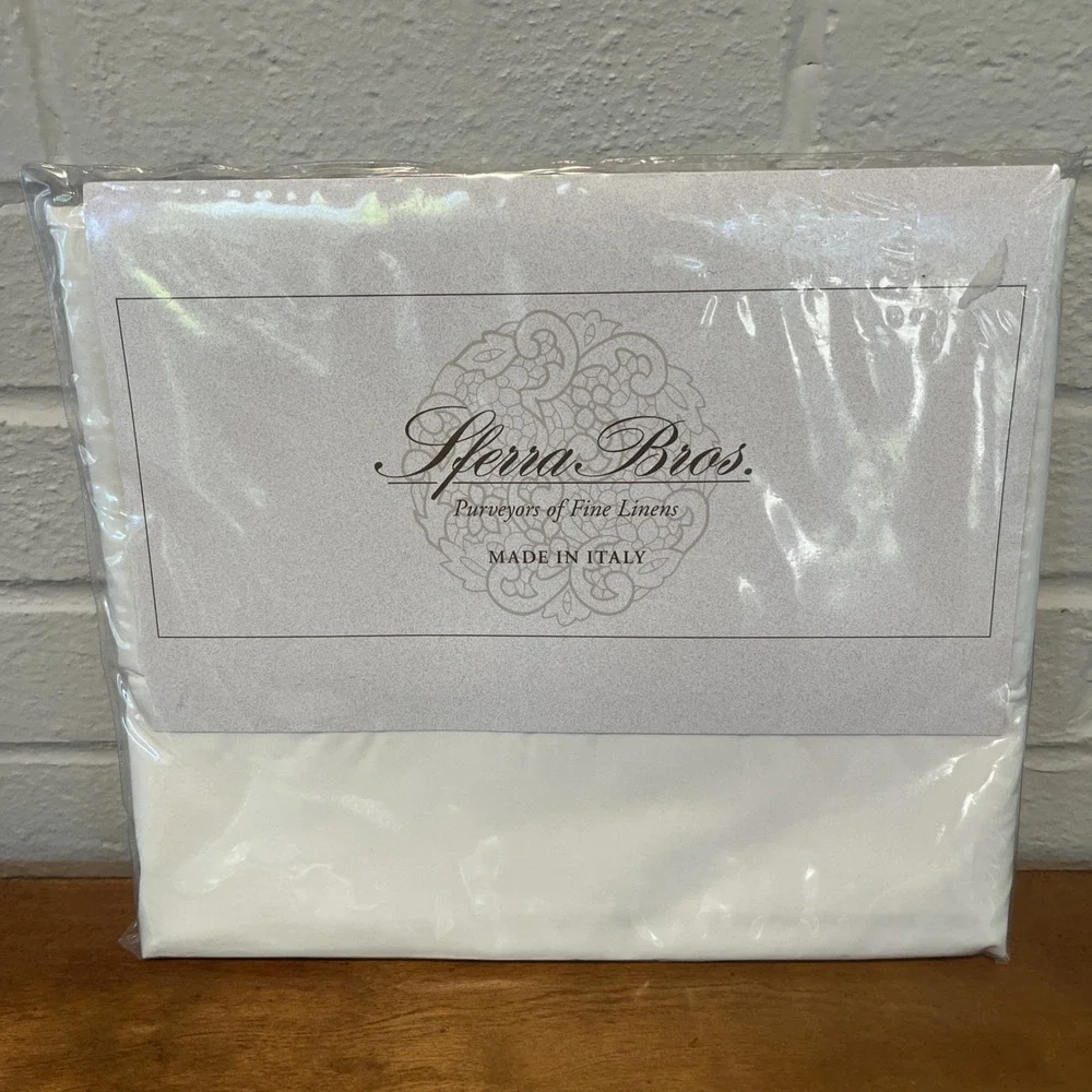 SFERRA BROS 2 StandardPILLOWCASES 100% EGYPTIAN COTTON PUNTO OMBRA HEM ITALY NEW